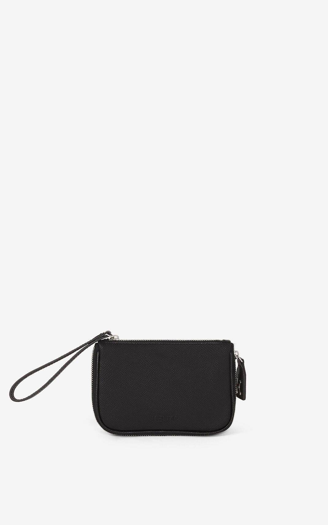 Kenzo Kompact small grained Cuero Clutch Mujer Negras | 9843562-PO